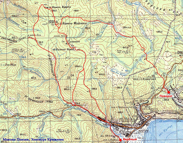Схема маршрута на скальники Царские Ворота и Камень Мойготы