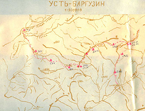 Карта-схема маршрута по хребту Улан-Бургасы