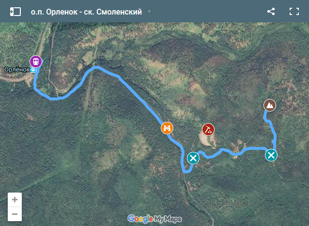 GPS трек на скальник Смоленский