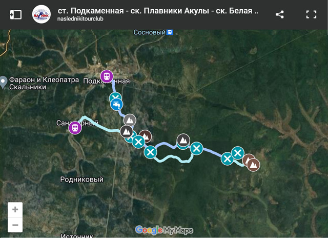 GPS трек (карта, маршрут) до скальников Плавники Акулы и Белая Церковь