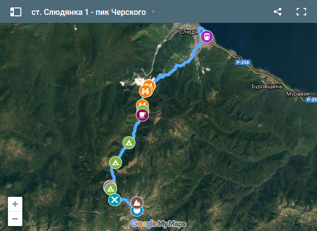 GPS трек (карта, маршрут) на пик Черского
