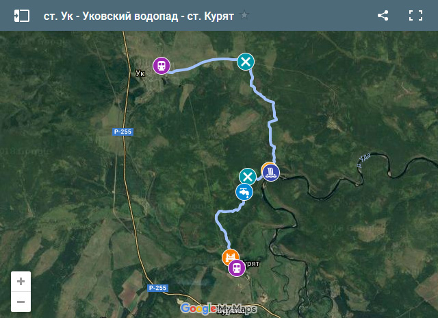 GPS трек на Уковский водопад