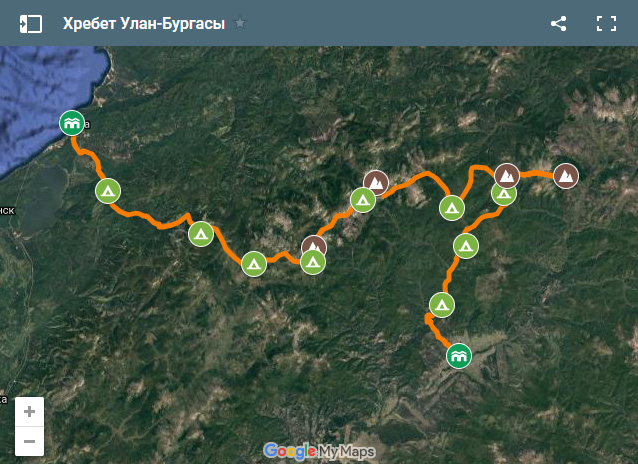 Улан-Бургасы. GPS трек построен по описанию и карте-схеме маршрута
