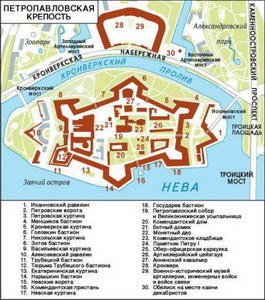 Схема - Петропавловская крепость