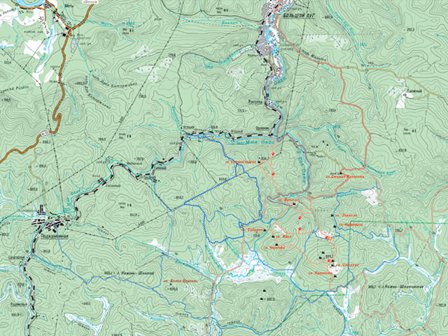 Карта расположения скальников Олхинского плато