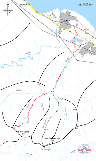 Схема маршрута на пик Бабха