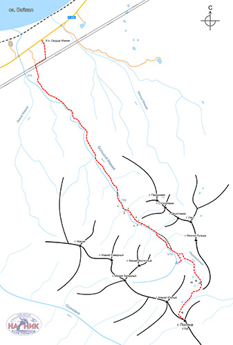 Схема маршрута на пик Поляна. Мамай