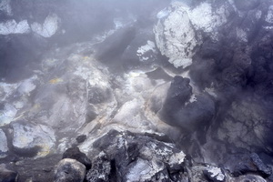 В жерле вулкана находятся фумаролы, из которых поднимаются испарения. Авачинская Сопка