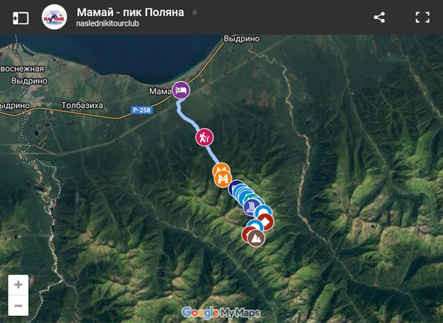 GPS трек на пик Поляна. Мамай