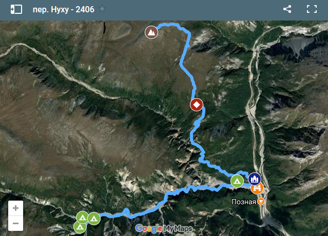 GPS трек (карта, маршрут) на перевал Нуху